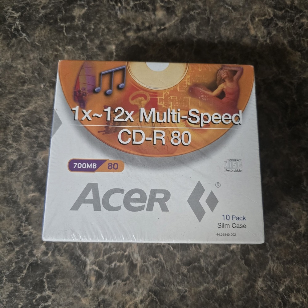 Acer CD-R 80 700MB 80 Min 1x-12x Blank Recordable Discs 10 Pack Sealed Vintage